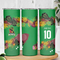 Custom St Kitts and Nevis Cricket Patriots Skinny Tumbler Caribbean Tropical Plants Sporty Green - Wonder Print Shop