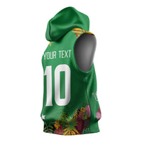 Custom St Kitts and Nevis Cricket Patriots Sleeveless Hoodie Caribbean Tropical Plants Sporty Green - Wonder Print Shop