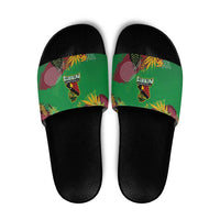 St Kitts and Nevis Cricket Patriots Slide Sandals Caribbean Tropical Plants Sporty Green - Wonder Print Shop