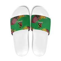 St Kitts and Nevis Cricket Patriots Slide Sandals Caribbean Tropical Plants Sporty Green - Wonder Print Shop