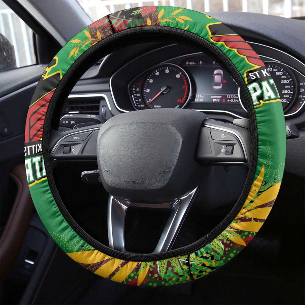 St Kitts and Nevis Cricket Patriots Steering Wheel Cover Caribbean Tropical Plants Sporty Green - Wonder Print Shop