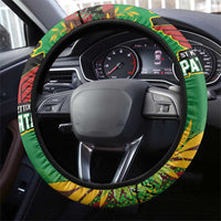 St Kitts and Nevis Cricket Patriots Steering Wheel Cover Caribbean Tropical Plants Sporty Green - Wonder Print Shop