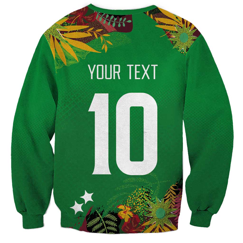 Custom St Kitts and Nevis Cricket Patriots Sweatshirt Caribbean Tropical Plants Sporty Green - Wonder Print Shop