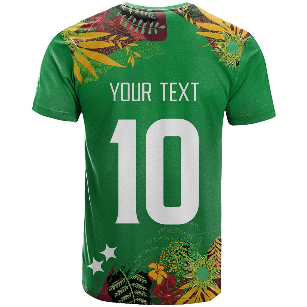 Custom St Kitts and Nevis Cricket Patriots T Shirt Caribbean Tropical Plants Sporty Green - Wonder Print Shop