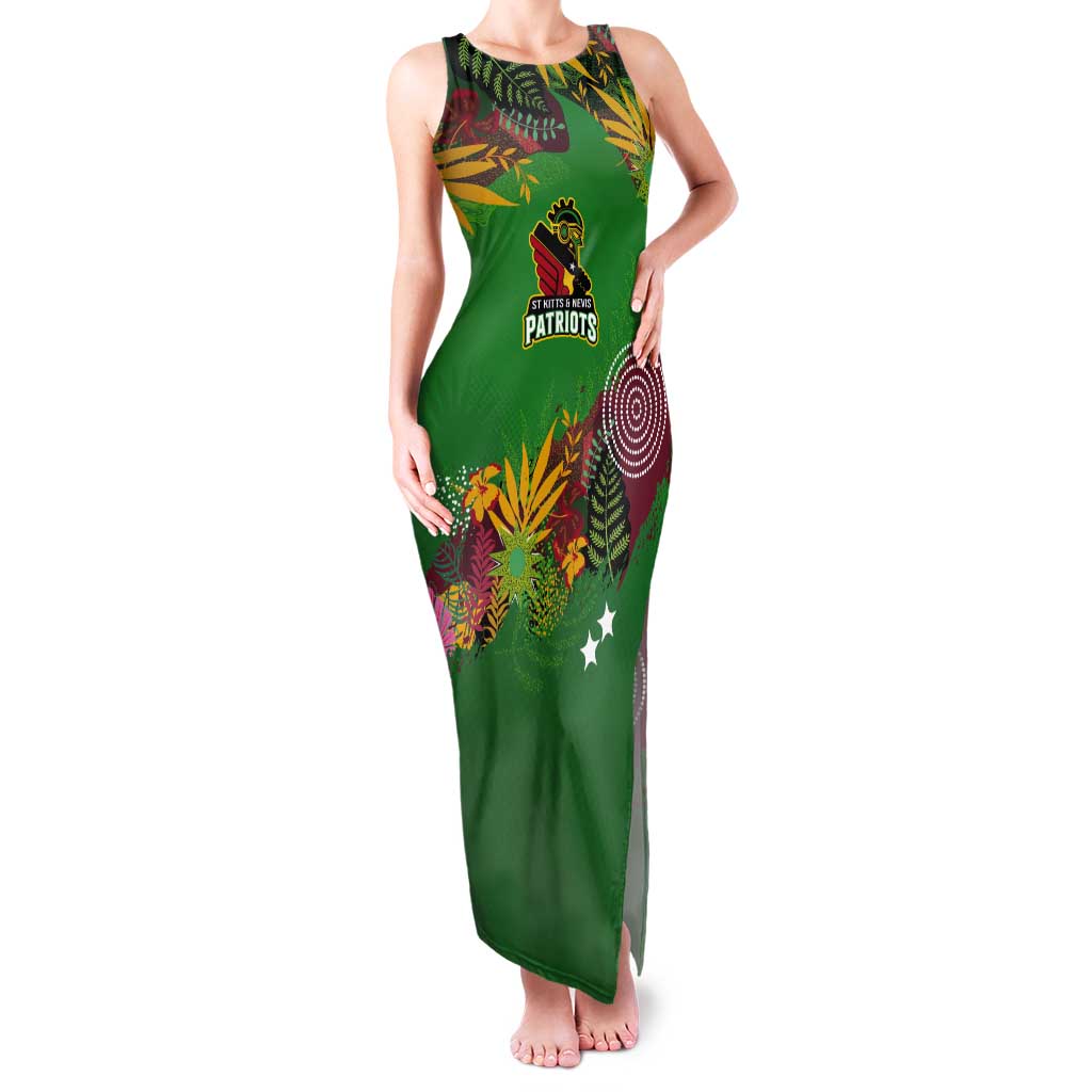 Custom St Kitts and Nevis Cricket Patriots Tank Maxi Dress Caribbean Tropical Plants Sporty Green - Wonder Print Shop