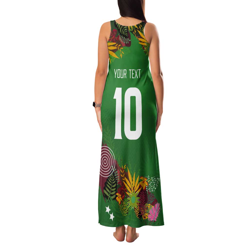 Custom St Kitts and Nevis Cricket Patriots Tank Maxi Dress Caribbean Tropical Plants Sporty Green - Wonder Print Shop