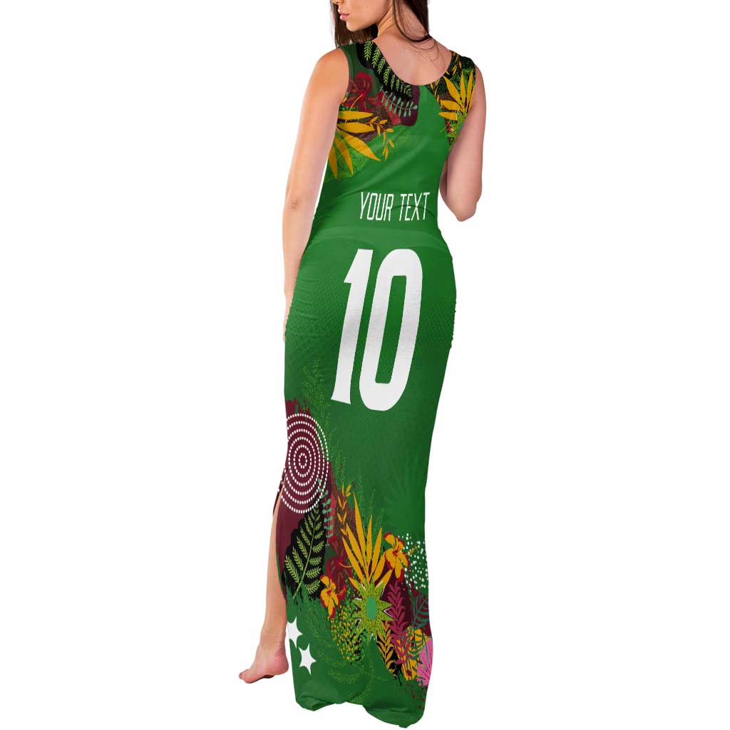 Custom St Kitts and Nevis Cricket Patriots Tank Maxi Dress Caribbean Tropical Plants Sporty Green - Wonder Print Shop