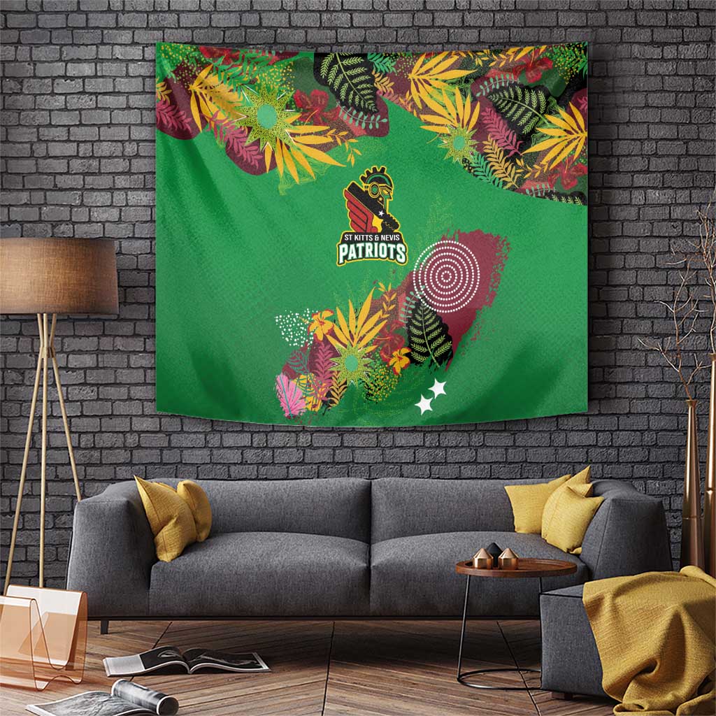 St Kitts and Nevis Cricket Patriots Tapestry Caribbean Tropical Plants Sporty Green - Wonder Print Shop