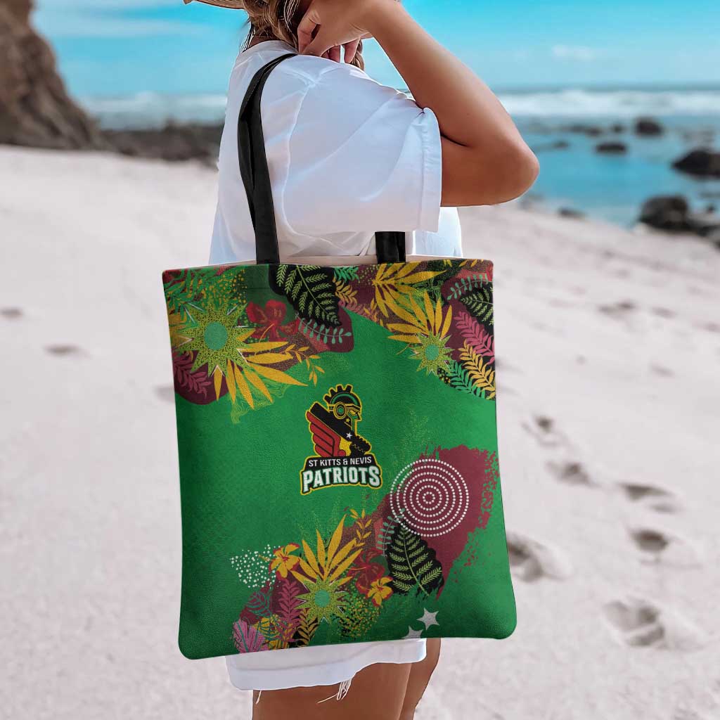 St Kitts and Nevis Cricket Patriots Tote Bag Caribbean Tropical Plants Sporty Green - Wonder Print Shop