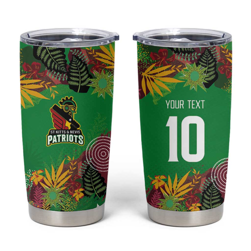 Custom St Kitts and Nevis Cricket Patriots Tumbler Cup Caribbean Tropical Plants Sporty Green - Wonder Print Shop
