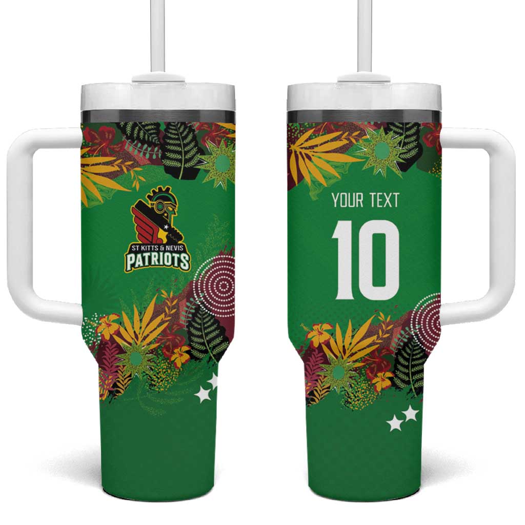 Custom St Kitts and Nevis Cricket Patriots Tumbler With Handle Caribbean Tropical Plants Sporty Green - Wonder Print Shop
