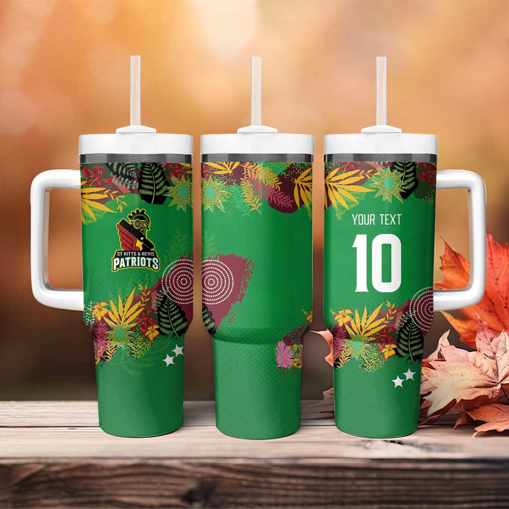 Custom St Kitts and Nevis Cricket Patriots Tumbler With Handle Caribbean Tropical Plants Sporty Green - Wonder Print Shop