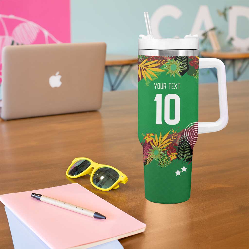 Custom St Kitts and Nevis Cricket Patriots Tumbler With Handle Caribbean Tropical Plants Sporty Green - Wonder Print Shop