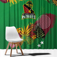 St Kitts and Nevis Cricket Patriots Window Curtain Caribbean Tropical Plants Sporty Green - Wonder Print Shop