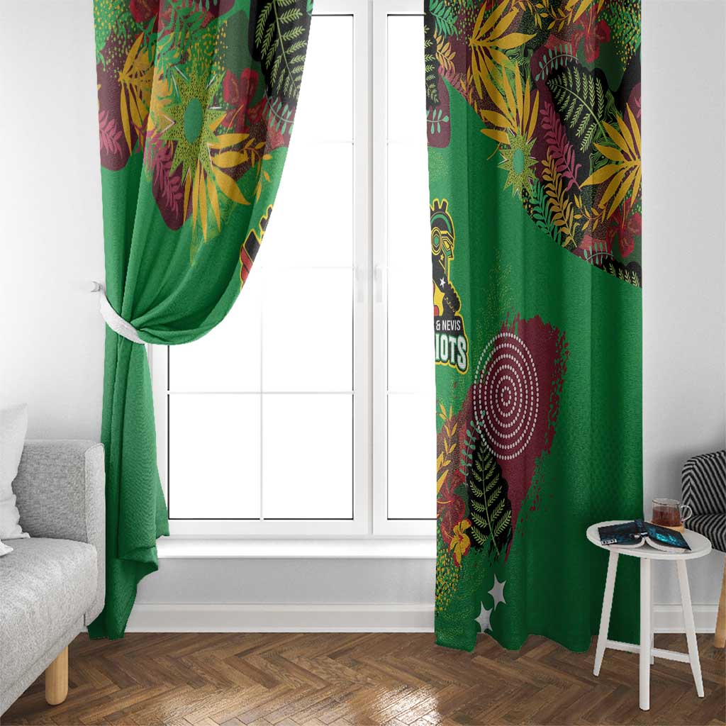 St Kitts and Nevis Cricket Patriots Window Curtain Caribbean Tropical Plants Sporty Green - Wonder Print Shop