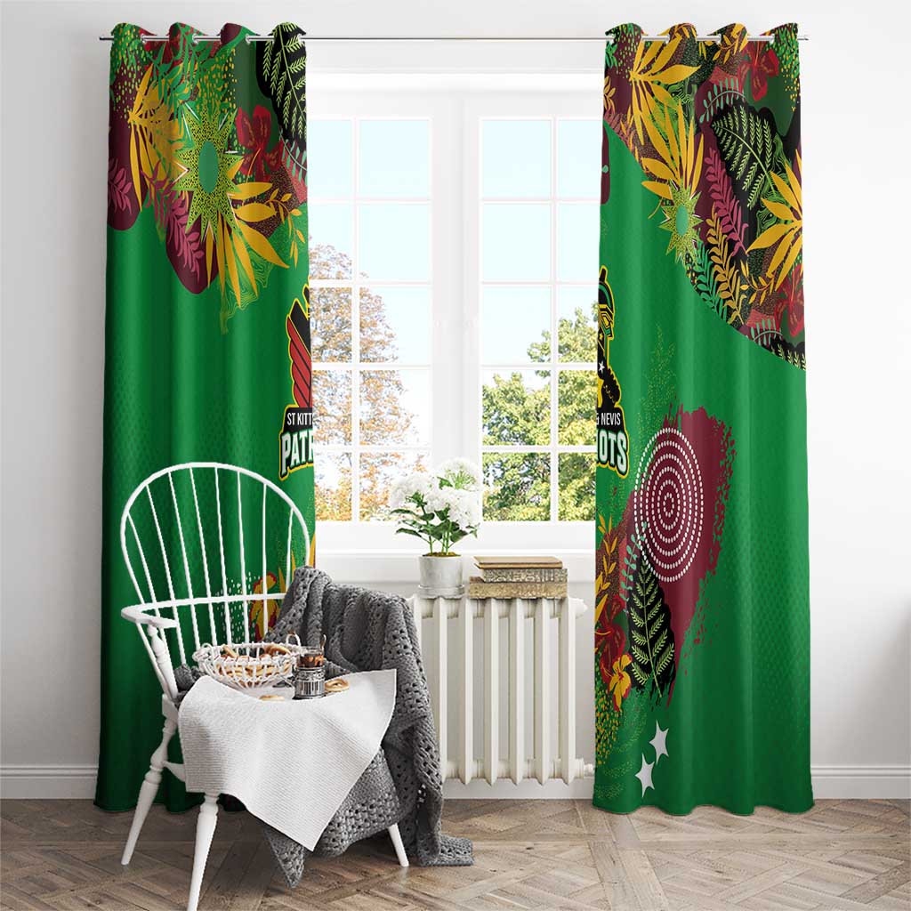 St Kitts and Nevis Cricket Patriots Window Curtain Caribbean Tropical Plants Sporty Green - Wonder Print Shop