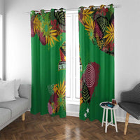 St Kitts and Nevis Cricket Patriots Window Curtain Caribbean Tropical Plants Sporty Green - Wonder Print Shop