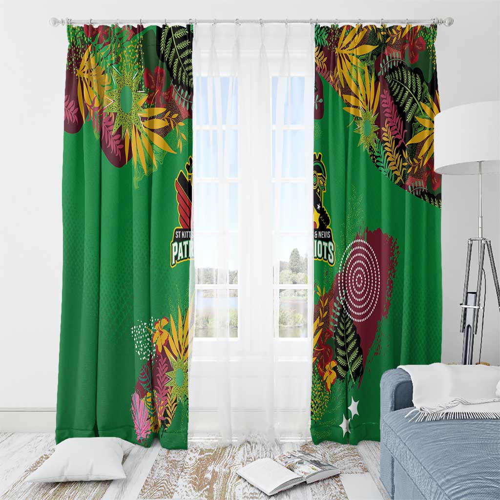 St Kitts and Nevis Cricket Patriots Window Curtain Caribbean Tropical Plants Sporty Green - Wonder Print Shop