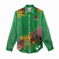 Custom St Kitts and Nevis Cricket Patriots Women Casual Shirt Caribbean Tropical Plants Sporty Green - Wonder Print Shop