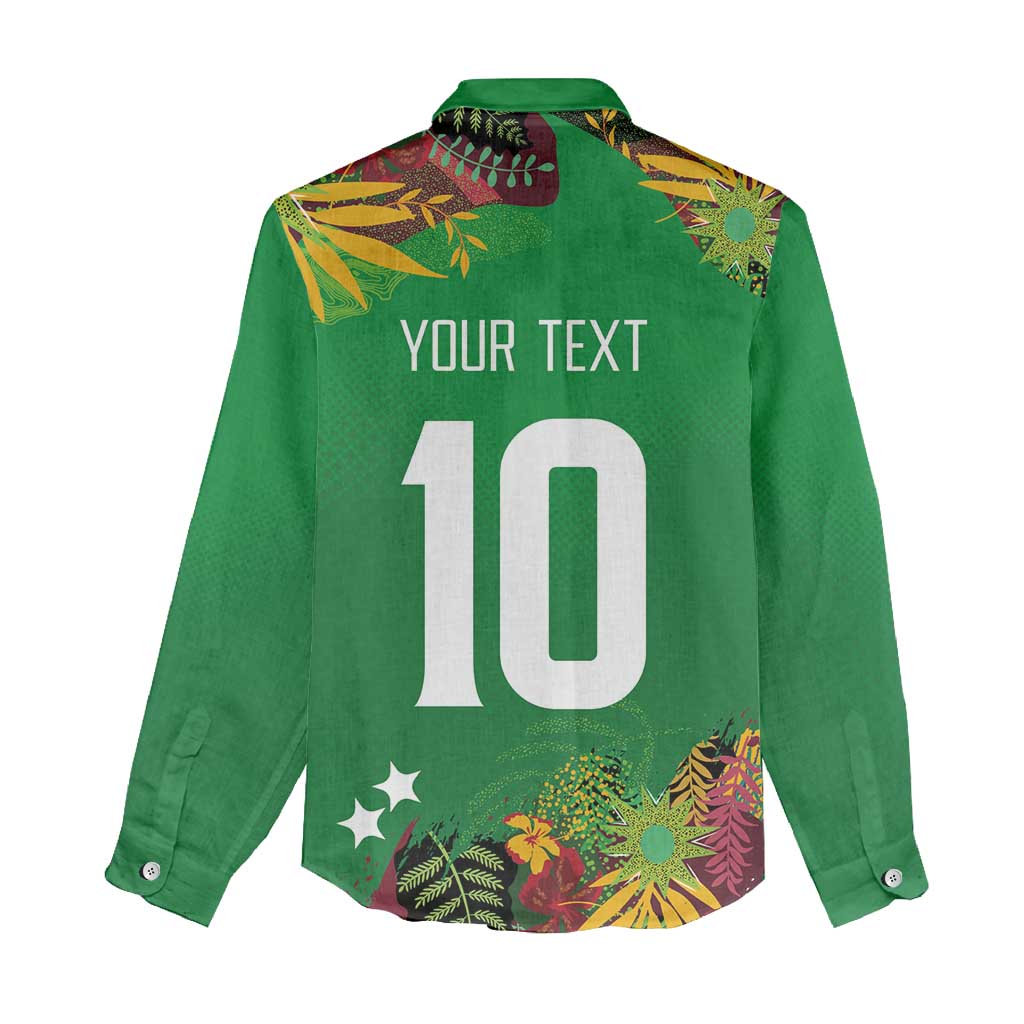 Custom St Kitts and Nevis Cricket Patriots Women Casual Shirt Caribbean Tropical Plants Sporty Green - Wonder Print Shop
