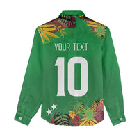Custom St Kitts and Nevis Cricket Patriots Women Casual Shirt Caribbean Tropical Plants Sporty Green - Wonder Print Shop