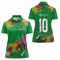 Custom St Kitts and Nevis Cricket Patriots Women Polo Shirt Caribbean Tropical Plants Sporty Green - Wonder Print Shop