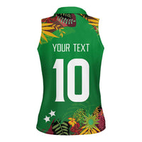 Custom St Kitts and Nevis Cricket Patriots Women Sleeveless Polo Shirt Caribbean Tropical Plants Sporty Green - Wonder Print Shop
