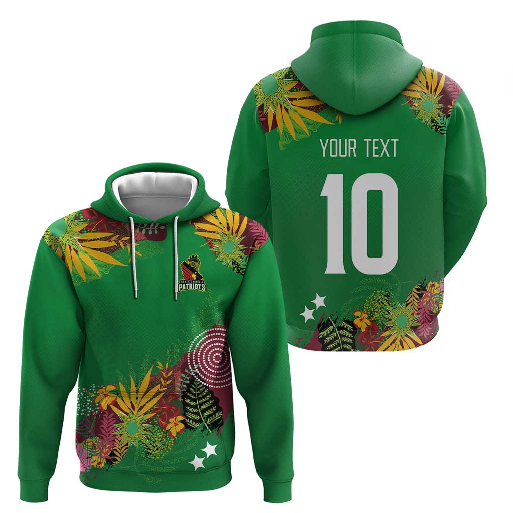 Custom St Kitts and Nevis Cricket Patriots Zip Hoodie Caribbean Tropical Plants Sporty Green - Wonder Print Shop