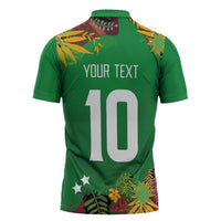 Custom St Kitts and Nevis Cricket Patriots Zipper Polo Shirt Caribbean Tropical Plants Sporty Green - Wonder Print Shop