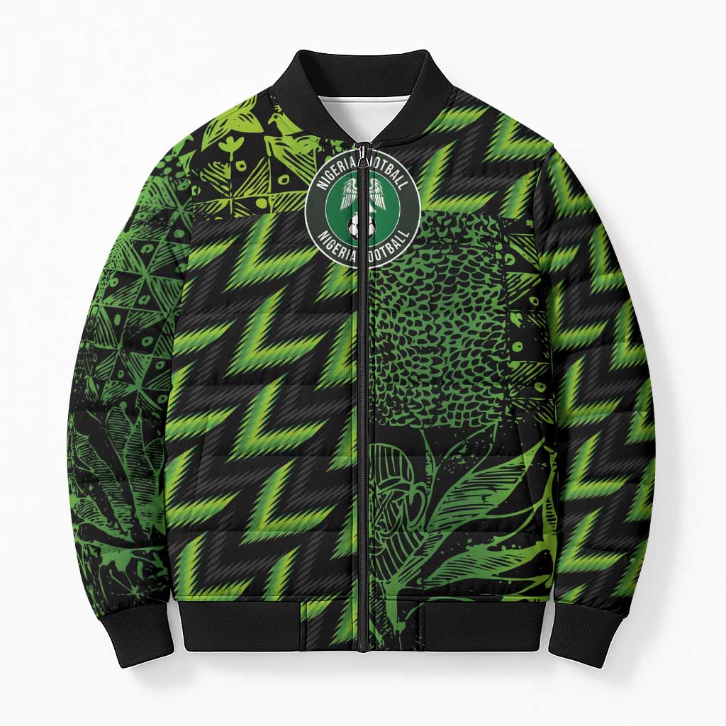 Custom Nigeria Football Bomber Puffer Jacket Super Eagles Champions - Wonder Print Shop