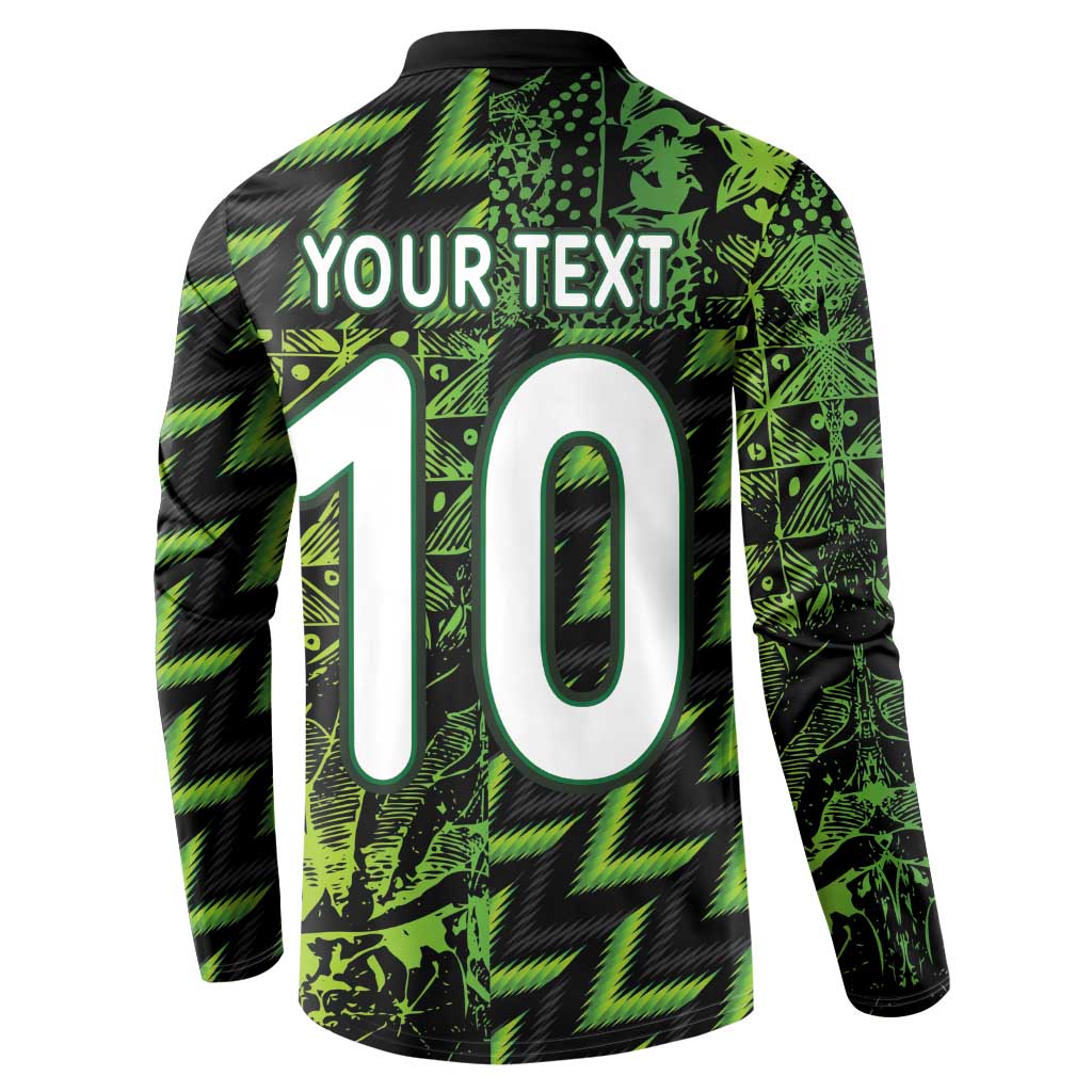 Custom Nigeria Football Button Sweatshirt Super Eagles Champions - Wonder Print Shop