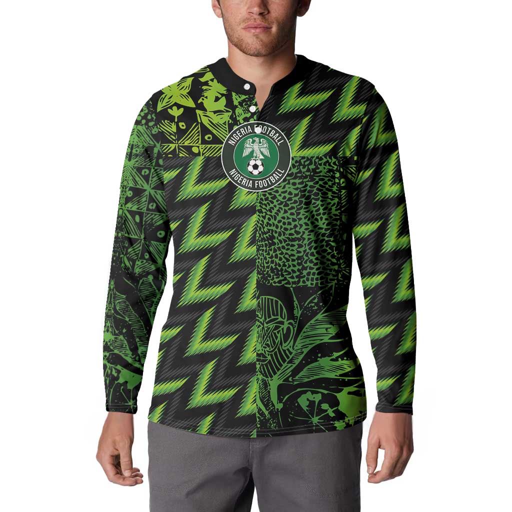 Custom Nigeria Football Button Sweatshirt Super Eagles Champions - Wonder Print Shop