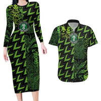 Custom Nigeria Football Couples Matching Long Sleeve Bodycon Dress and Hawaiian Shirt Super Eagles Champions - Wonder Print Shop