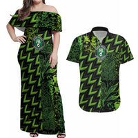 Custom Nigeria Football Couples Matching Off Shoulder Maxi Dress and Hawaiian Shirt Super Eagles Champions - Wonder Print Shop
