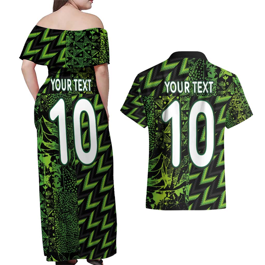Custom Nigeria Football Couples Matching Off Shoulder Maxi Dress and Hawaiian Shirt Super Eagles Champions - Wonder Print Shop