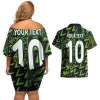 Custom Nigeria Football Couples Matching Off Shoulder Short Dress and Hawaiian Shirt Super Eagles Champions - Wonder Print Shop