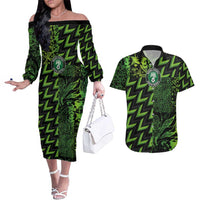 Custom Nigeria Football Couples Matching Off The Shoulder Long Sleeve Dress and Hawaiian Shirt Super Eagles Champions - Wonder Print Shop