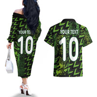 Custom Nigeria Football Couples Matching Off The Shoulder Long Sleeve Dress and Hawaiian Shirt Super Eagles Champions - Wonder Print Shop