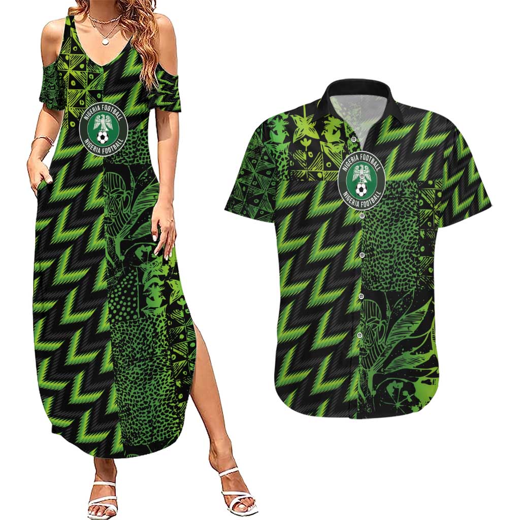 Custom Nigeria Football Couples Matching Summer Maxi Dress and Hawaiian Shirt Super Eagles Champions - Wonder Print Shop
