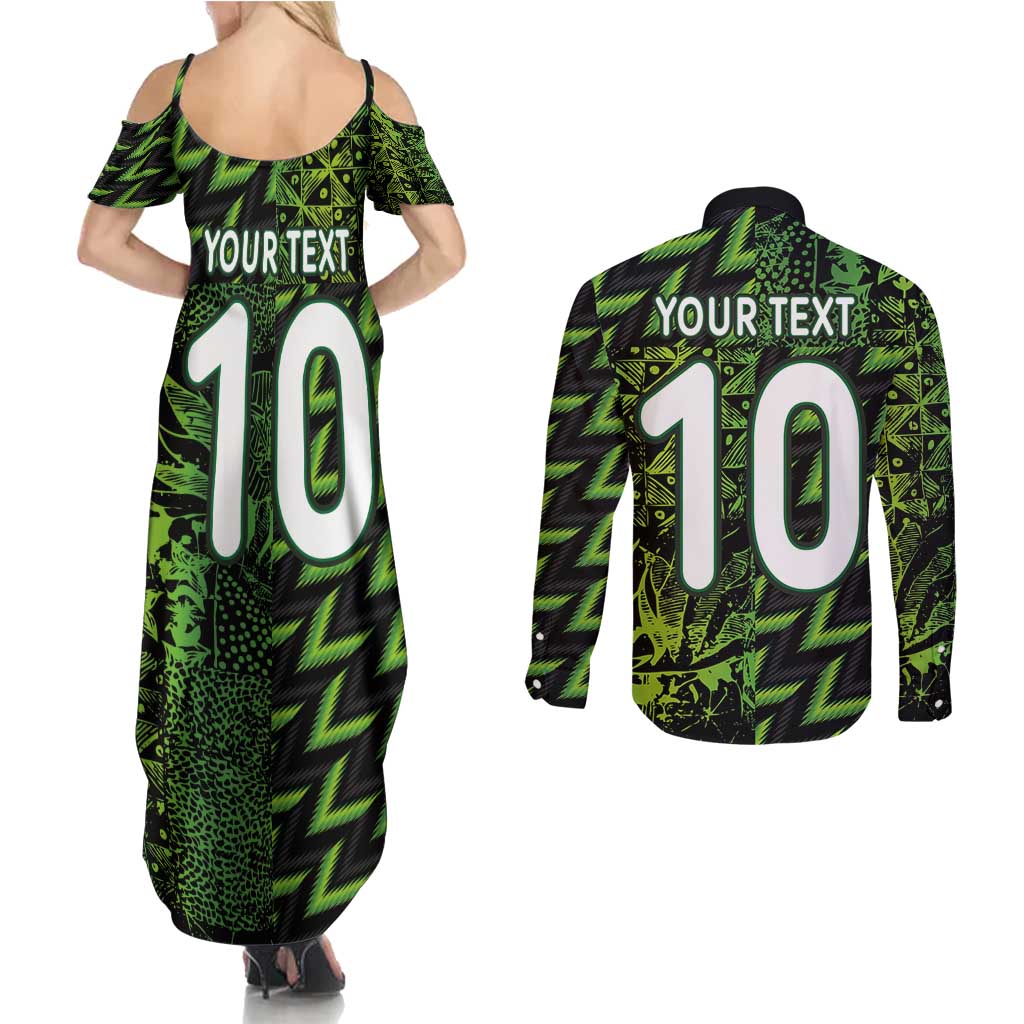 Custom Nigeria Football Couples Matching Summer Maxi Dress and Long Sleeve Button Shirt Super Eagles Champions - Wonder Print Shop