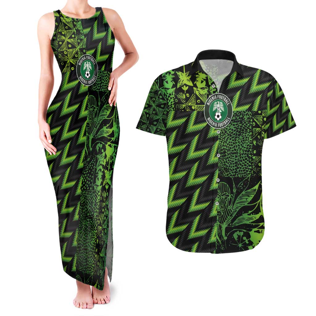 Custom Nigeria Football Couples Matching Tank Maxi Dress and Hawaiian Shirt Super Eagles Champions - Wonder Print Shop