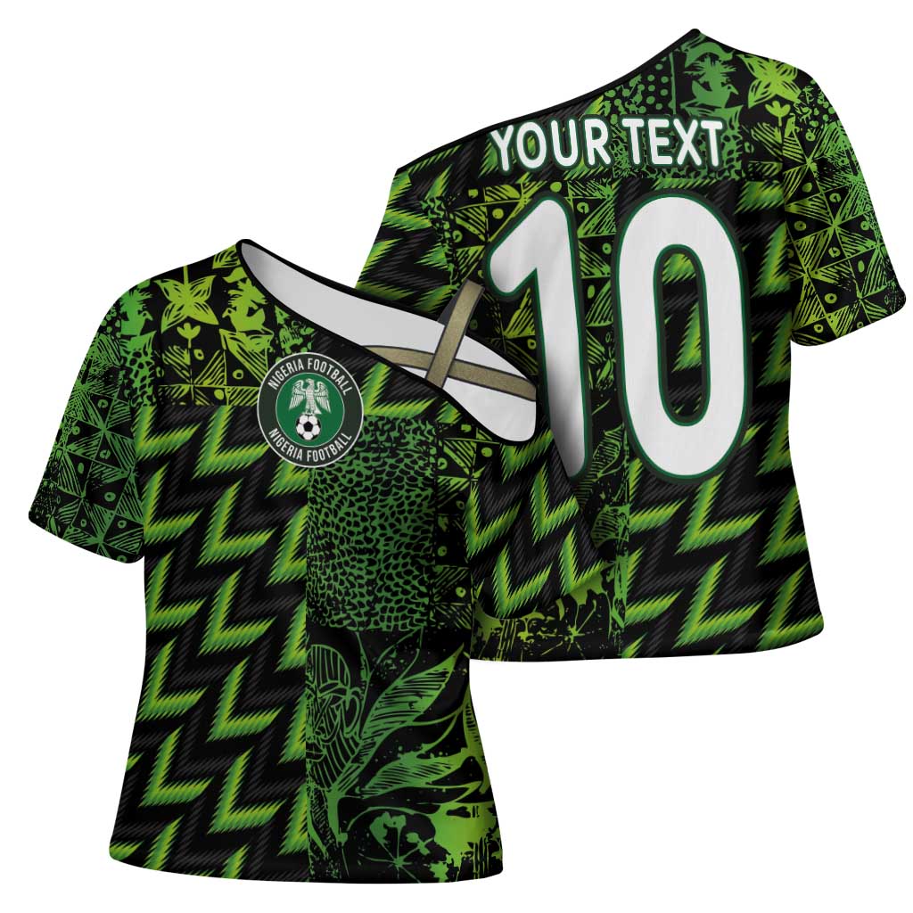 Custom Nigeria Football Cross Shoulder Shirt Super Eagles Champions - Wonder Print Shop
