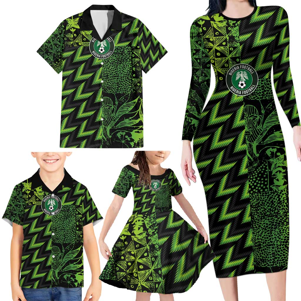 Custom Nigeria Football Family Matching Long Sleeve Bodycon Dress and Hawaiian Shirt Super Eagles Champions - Wonder Print Shop
