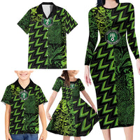 Custom Nigeria Football Family Matching Long Sleeve Bodycon Dress and Hawaiian Shirt Super Eagles Champions - Wonder Print Shop