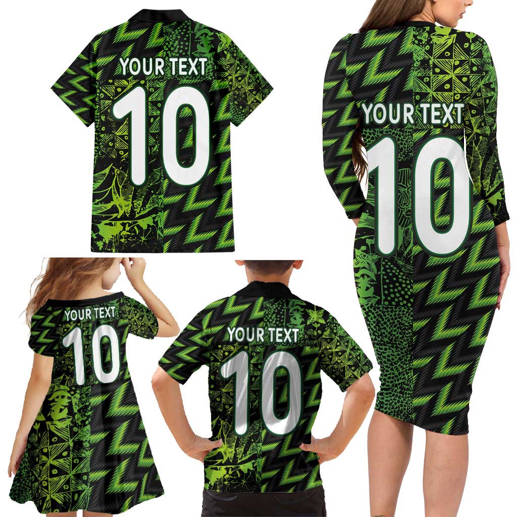 Custom Nigeria Football Family Matching Long Sleeve Bodycon Dress and Hawaiian Shirt Super Eagles Champions - Wonder Print Shop