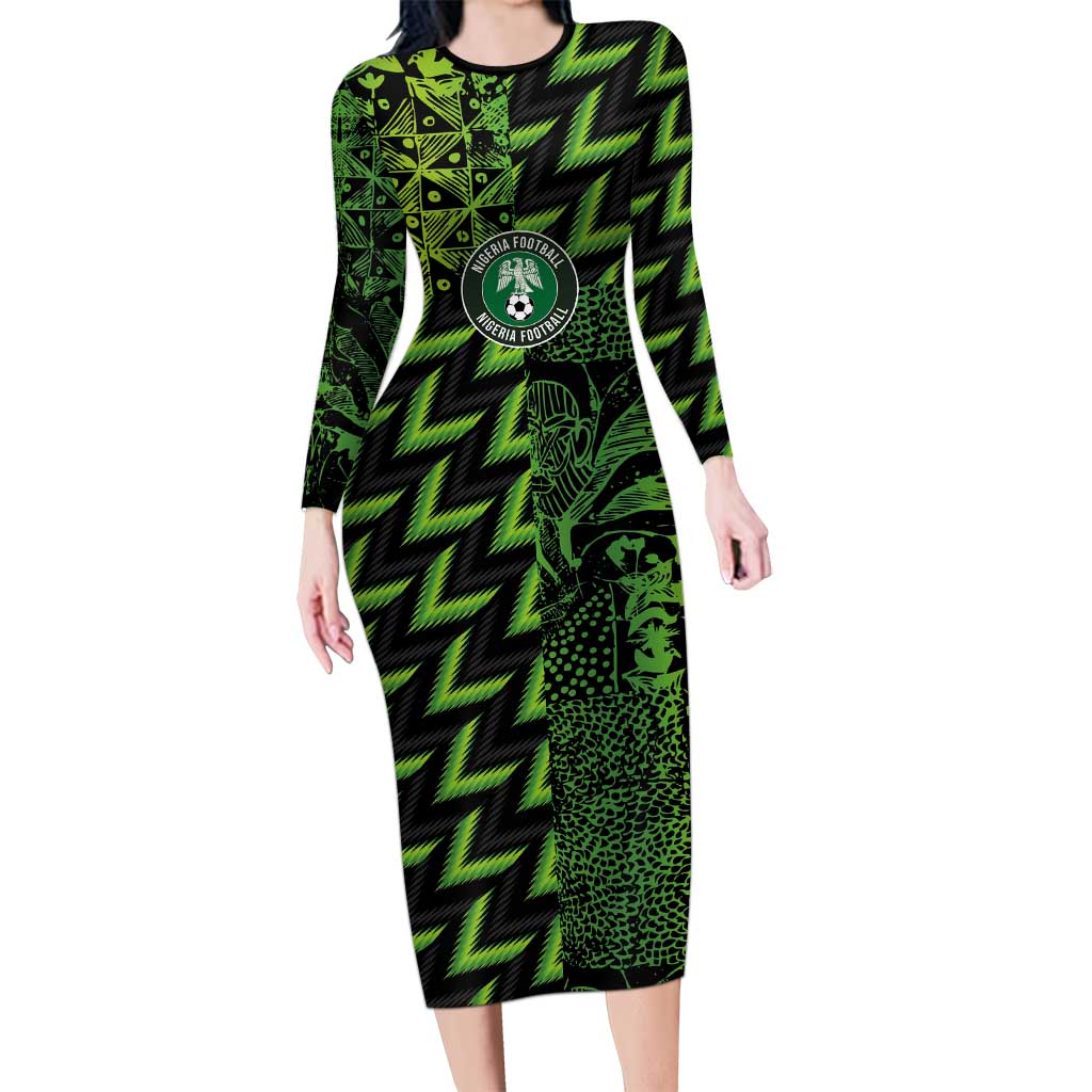 Custom Nigeria Football Family Matching Long Sleeve Bodycon Dress and Hawaiian Shirt Super Eagles Champions - Wonder Print Shop
