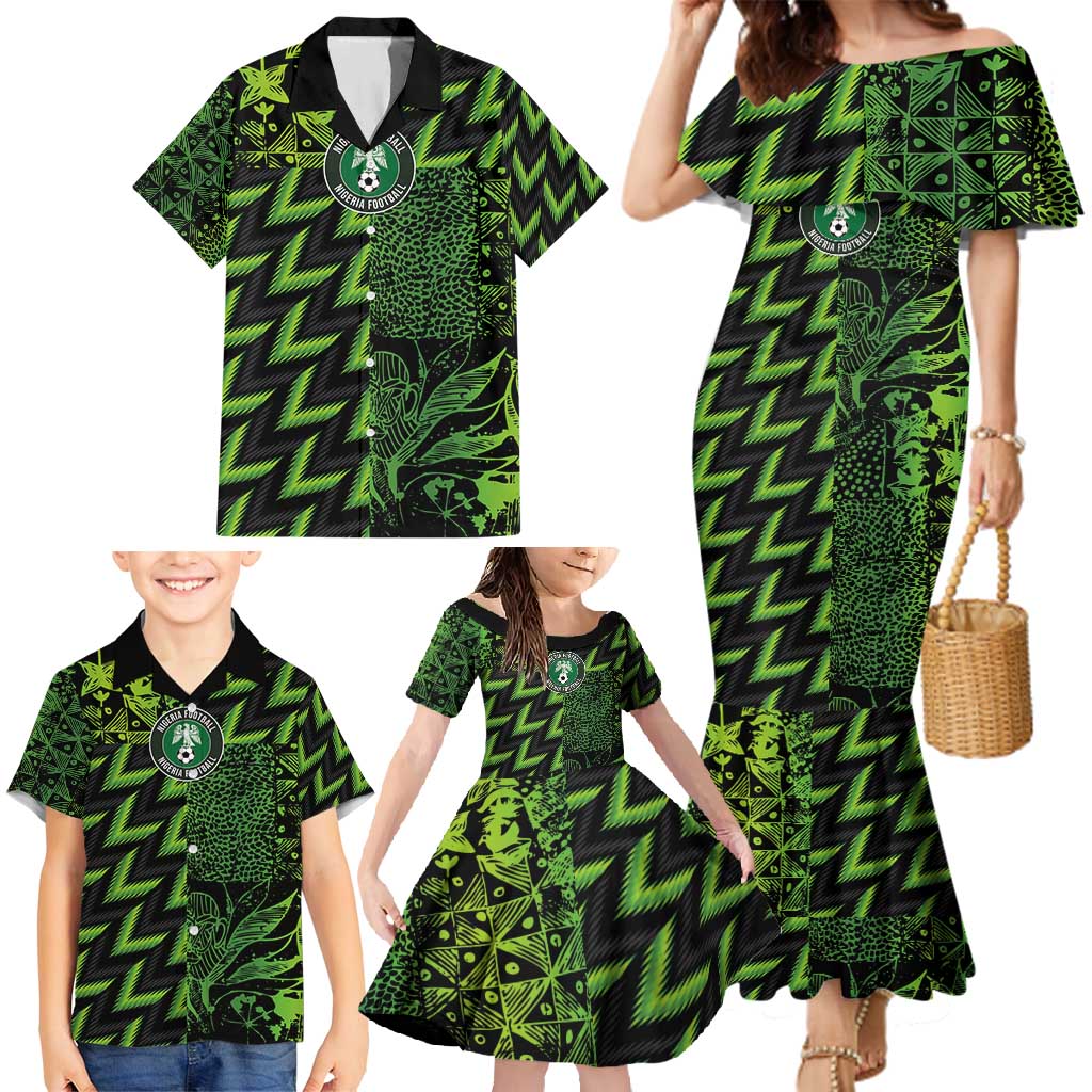 Custom Nigeria Football Family Matching Mermaid Dress and Hawaiian Shirt Super Eagles Champions - Wonder Print Shop