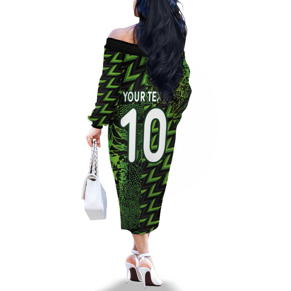 Custom Nigeria Football Family Matching Off The Shoulder Long Sleeve Dress and Hawaiian Shirt Super Eagles Champions - Wonder Print Shop