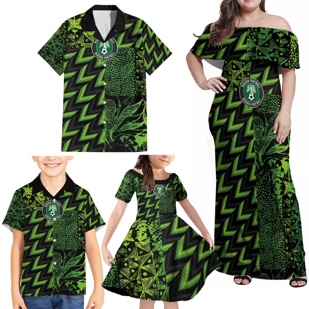Custom Nigeria Football Family Matching Off Shoulder Maxi Dress and Hawaiian Shirt Super Eagles Champions - Wonder Print Shop