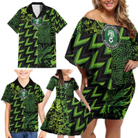 Custom Nigeria Football Family Matching Off Shoulder Short Dress and Hawaiian Shirt Super Eagles Champions - Wonder Print Shop